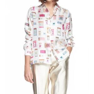 NEW VILAGALLO tea cerilas print blouse in multi